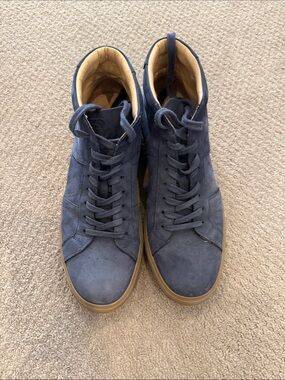 Greats Navy Suede High-Top Sneakers with Gum Sole